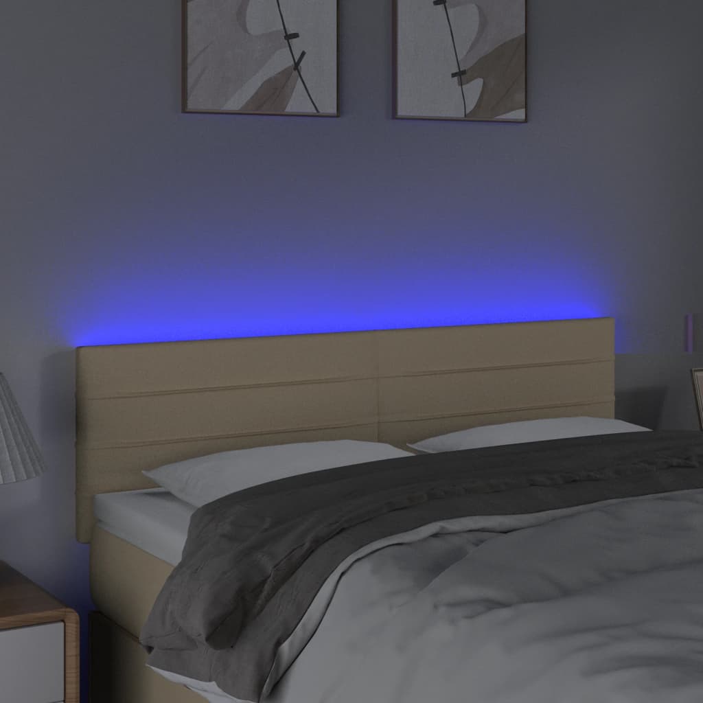 vidaXL Tăblie de pat cu LED, crem, 144x5x78/88 cm, textil vidaXL Tăblie de pat cu LED, crem, 144x5x78/88 cm, textil