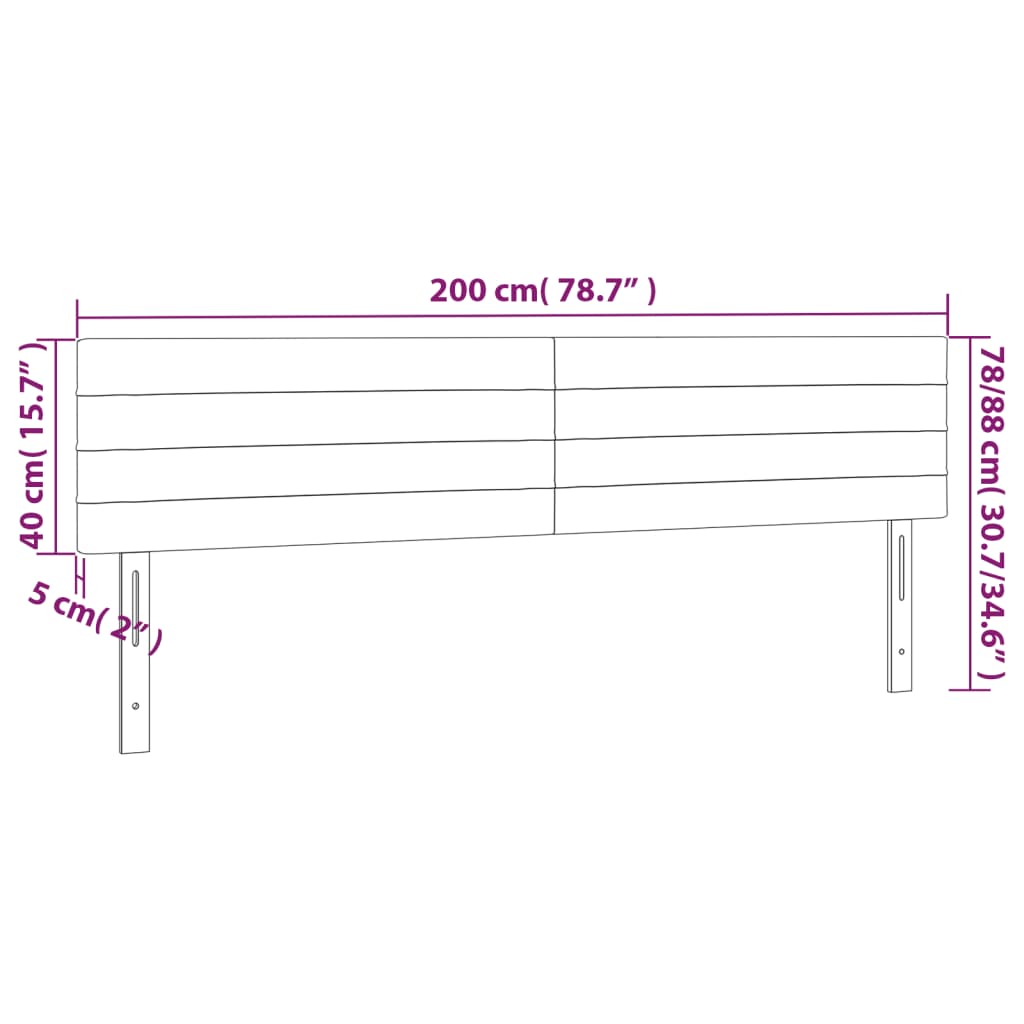 vidaXL Tăblie de pat cu LED, gri deschis, 200x5x78/88 cm, textil vidaXL Tăblie de pat cu LED, gri deschis, 200x5x78/88 cm, textil