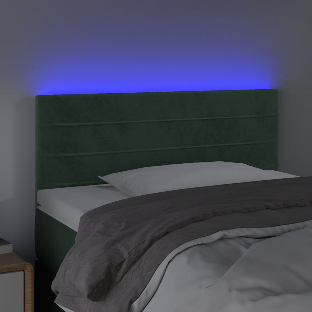 vidaXL Tăblie de pat cu LED, verde închis, 80x5x78/88 cm, catifea vidaXL Tăblie de pat cu LED, verde închis, 80x5x78/88 cm, catifea