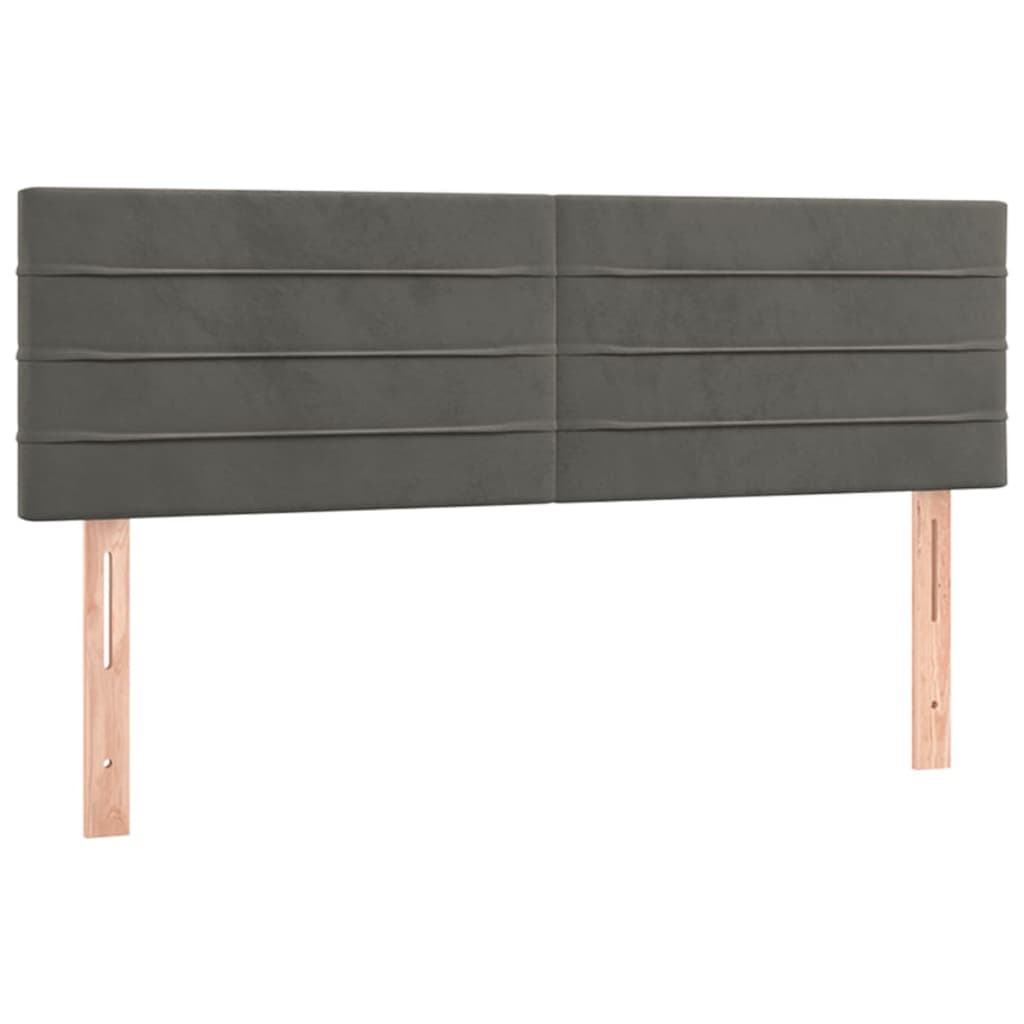 vidaXL Tăblie de pat cu LED, gri închis, 144x5x78/88 cm, catifea