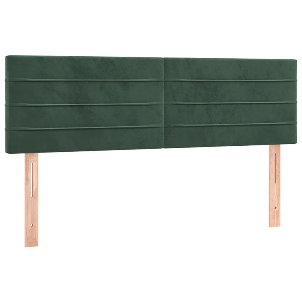 vidaXL Tăblie de pat cu LED, verde închis, 144x5x78/88 cm, catifea
