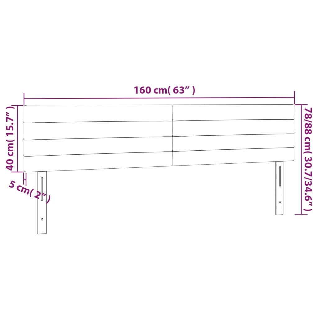 vidaXL Tăblie de pat cu LED, albastru închis, 160x5x78/88 cm, catifea