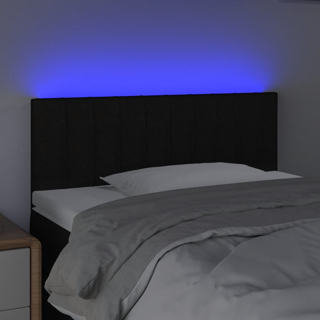 vidaXL Tăblie de pat cu LED, negru, 80x5x78/88 cm, textil
