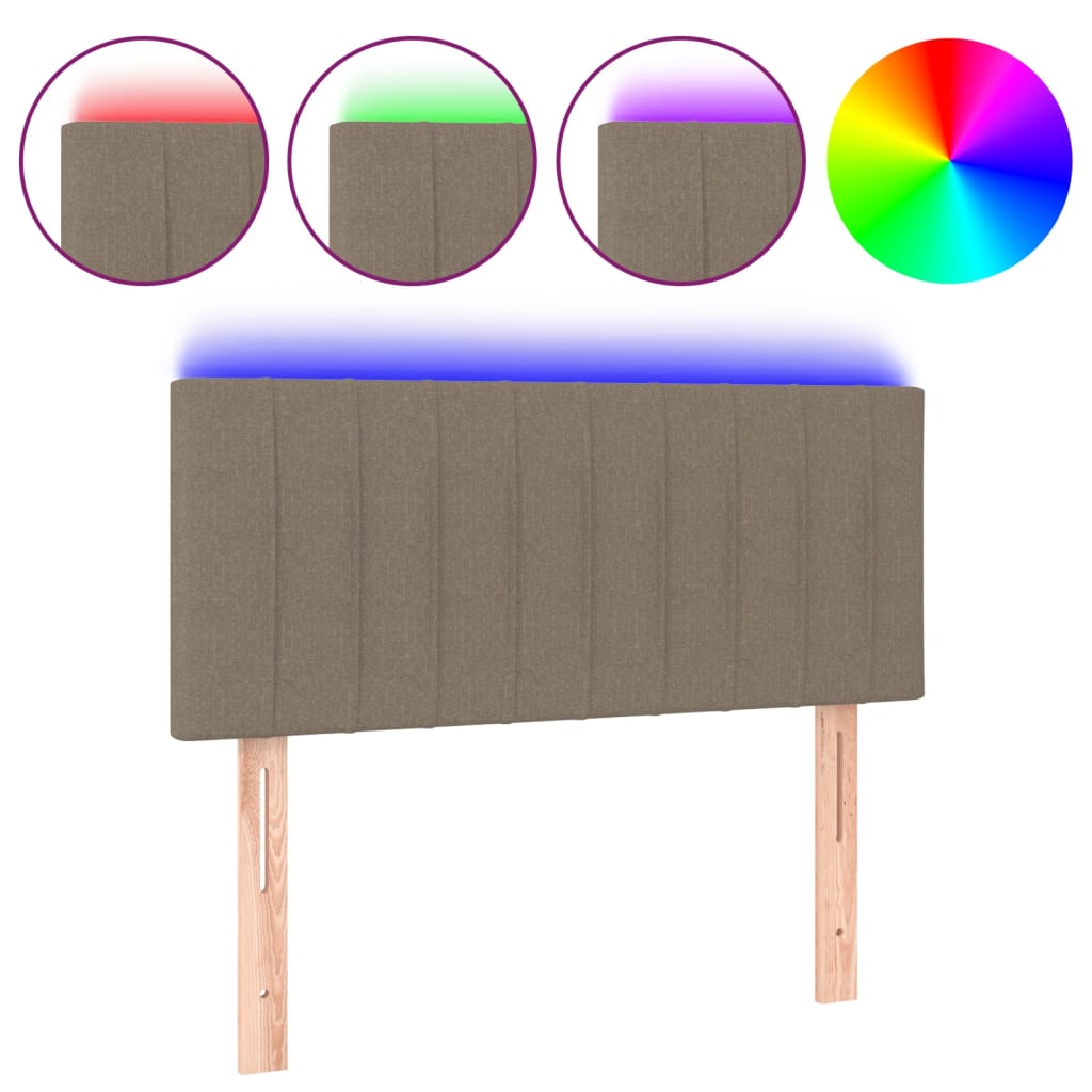 vidaXL Tăblie de pat cu LED, gri taupe, 80x5x78/88 cm, textil