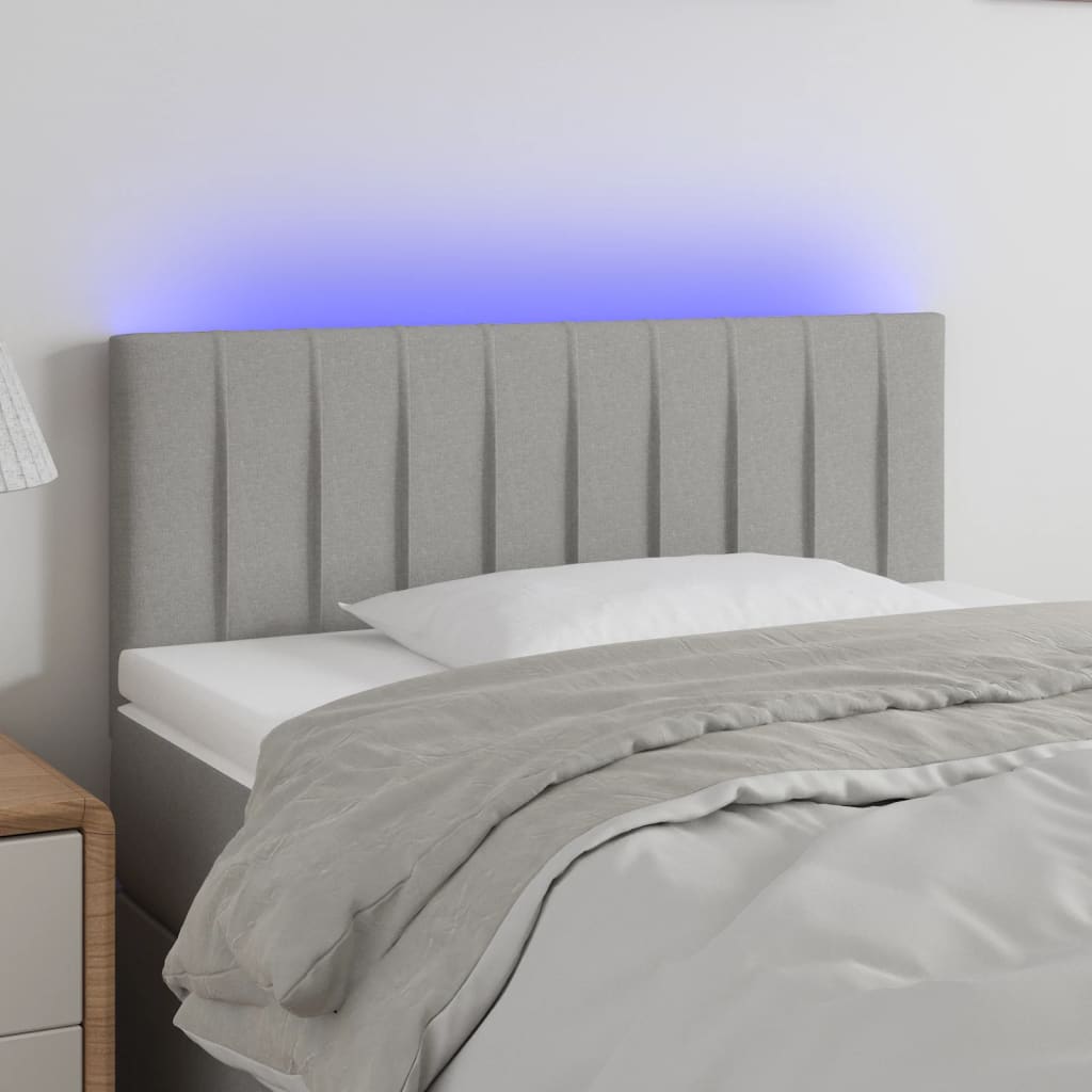 vidaXL Tăblie de pat cu LED, gri deschis, 90x5x78/88 cm, textil vidaXL Tăblie de pat cu LED, gri deschis, 90x5x78/88 cm, textil