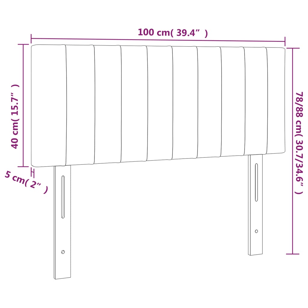 vidaXL Tăblie de pat cu LED, gri deschis, 100x5x78/88 cm, textil