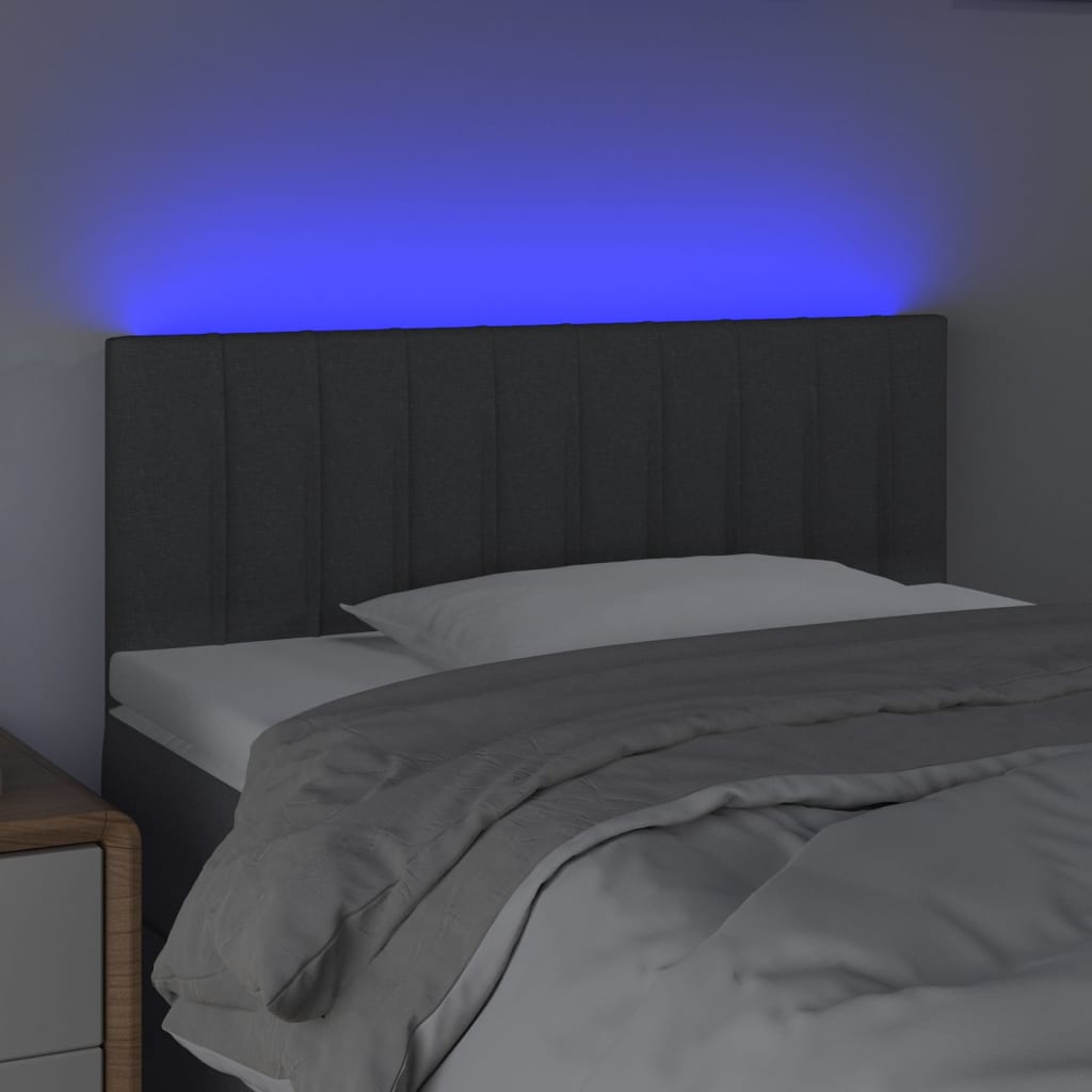 vidaXL Tăblie de pat cu LED, gri închis, 100x5x78/88 cm, textil vidaXL Tăblie de pat cu LED, gri închis, 100x5x78/88 cm, textil