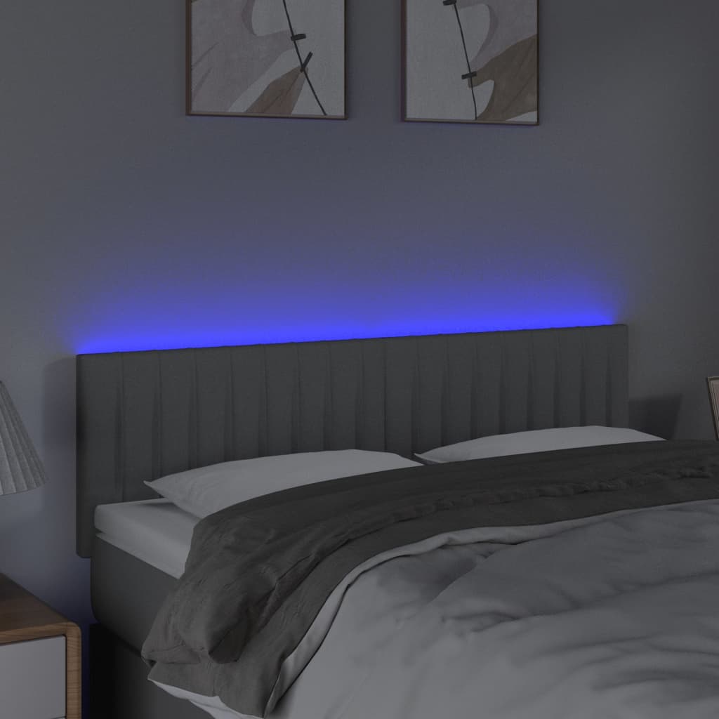 vidaXL Tăblie de pat cu LED, gri deschis, 144x5x78/88 cm, textil