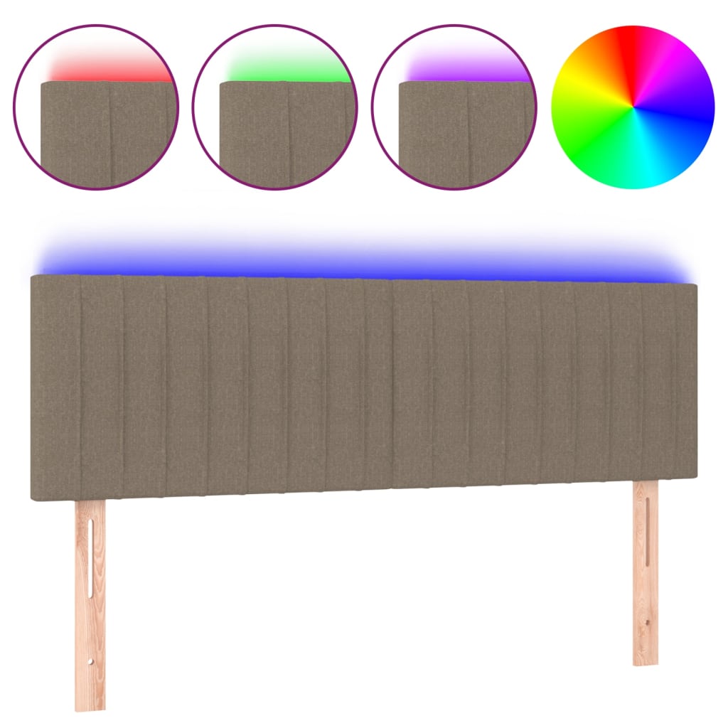 vidaXL Tăblie de pat cu LED, gri taupe, 144x5x78/88 cm, textil vidaXL Tăblie de pat cu LED, gri taupe, 144x5x78/88 cm, textil