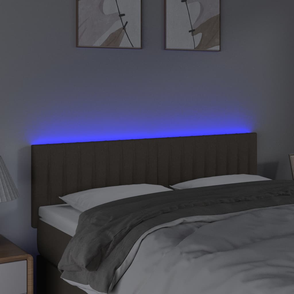vidaXL Tăblie de pat cu LED, gri taupe, 144x5x78/88 cm, textil vidaXL Tăblie de pat cu LED, gri taupe, 144x5x78/88 cm, textil