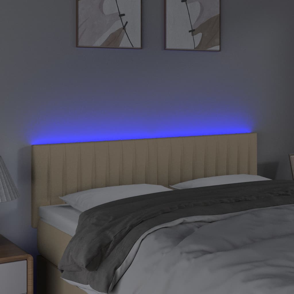 vidaXL Tăblie de pat cu LED, crem, 144x5x78/88 cm, textil vidaXL Tăblie de pat cu LED, crem, 144x5x78/88 cm, textil