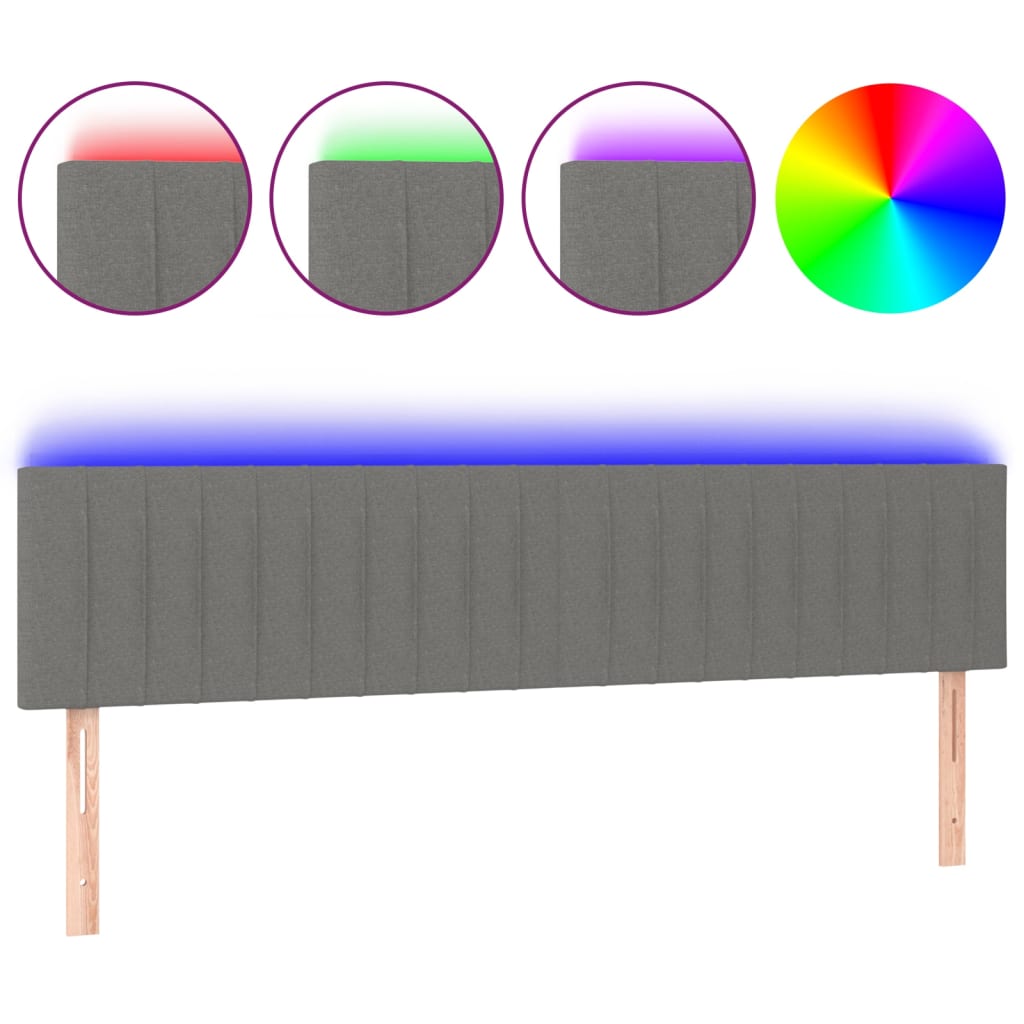 vidaXL Tăblie de pat cu LED, gri închis, 160x5x78/88 cm, textil vidaXL Tăblie de pat cu LED, gri închis, 160x5x78/88 cm, textil