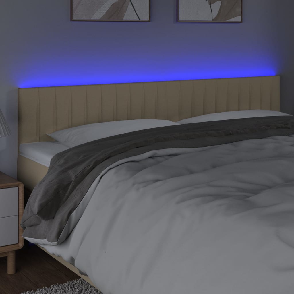 vidaXL Tăblie de pat cu LED, crem, 160x5x78/88 cm, textil vidaXL Tăblie de pat cu LED, crem, 160x5x78/88 cm, textil
