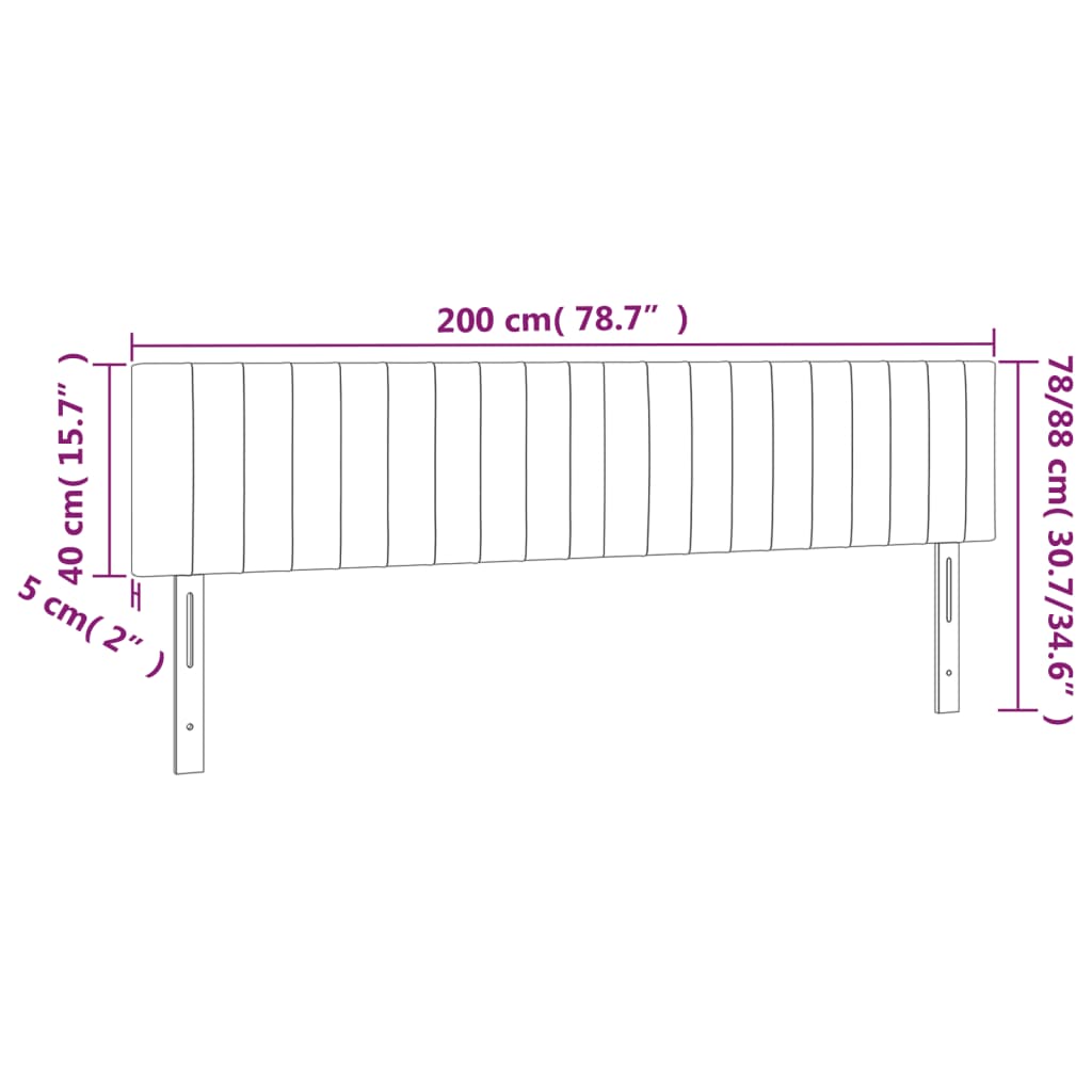 vidaXL Tăblie de pat cu LED, gri taupe, 200x5x78/88 cm, textil