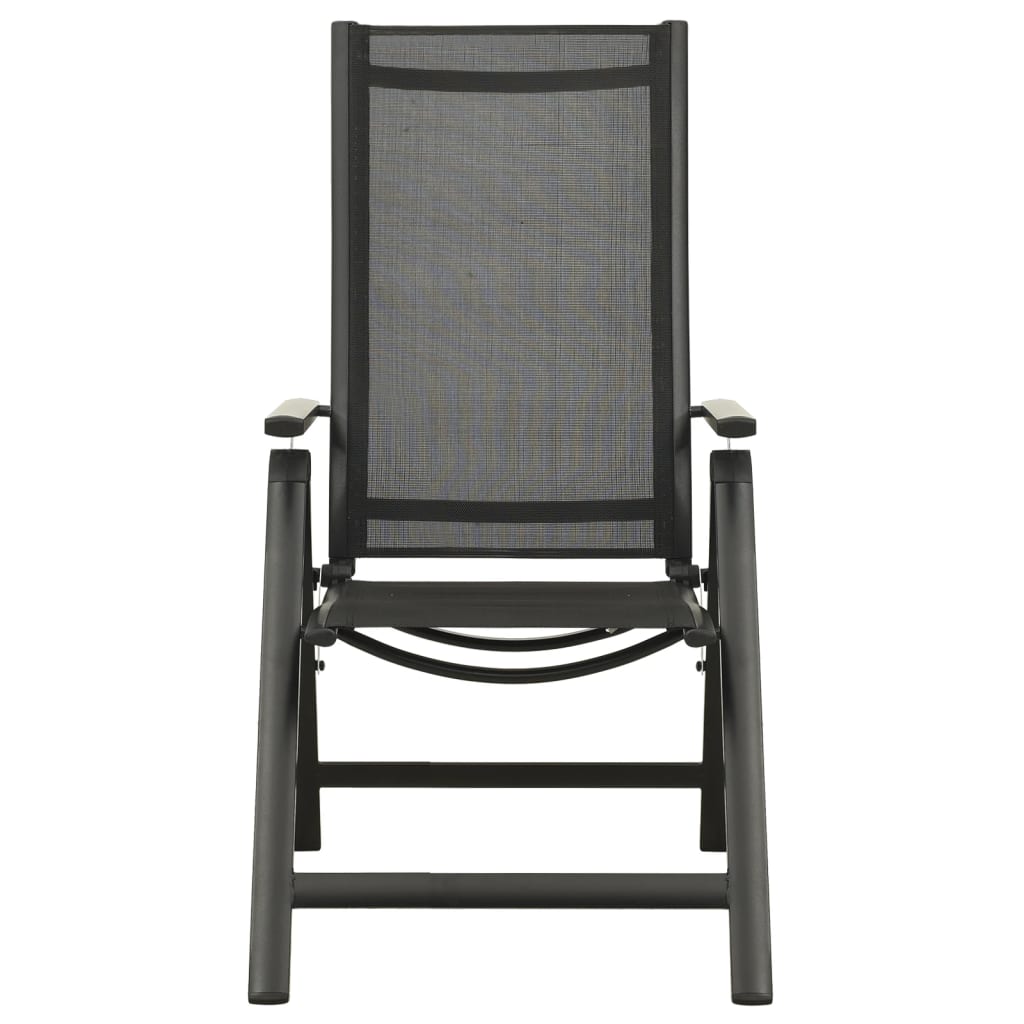 vidaXL Scaune de grădină pliante, 2 buc., negru, textilenă&aluminiu