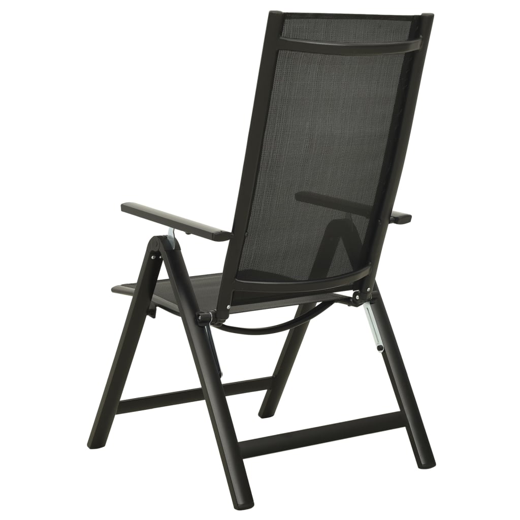 vidaXL Scaune de grădină pliante, 2 buc., negru, textilenă&aluminiu