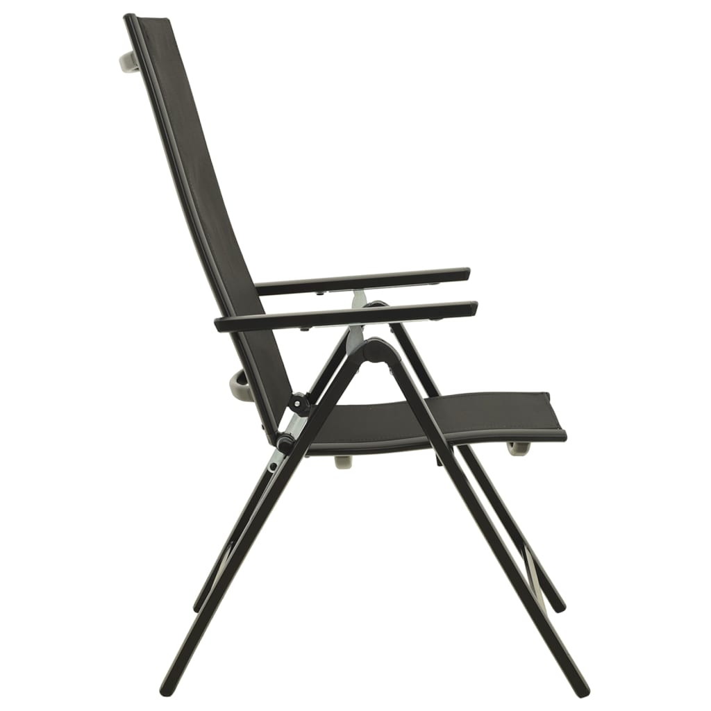 vidaXL Scaune de grădină pliante, 2 buc., negru, textilenă&aluminiu