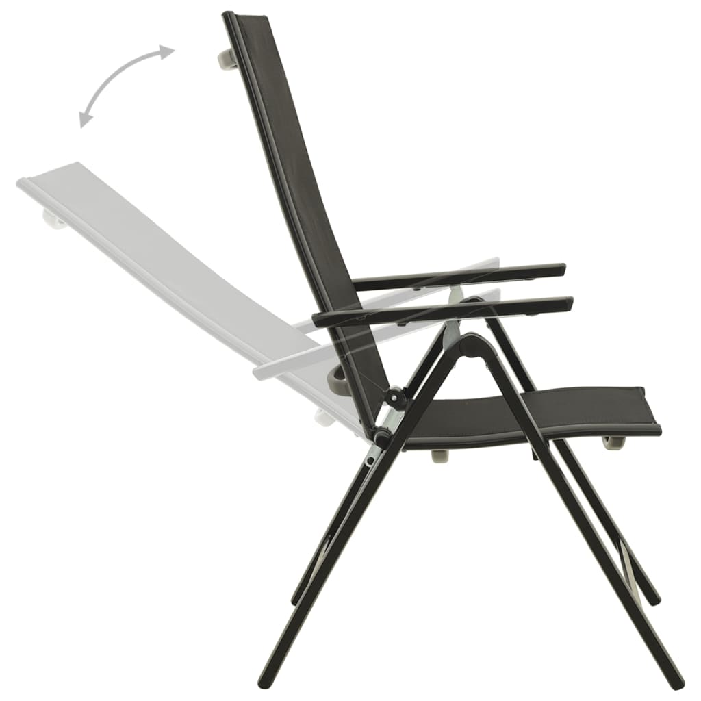 vidaXL Scaune de grădină pliante, 2 buc., negru, textilenă&aluminiu