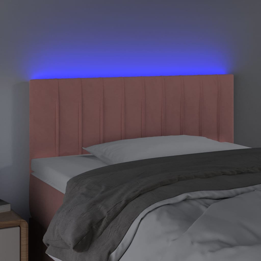 vidaXL Tăblie de pat cu LED, roz, 80x5x78/88 cm, catifea