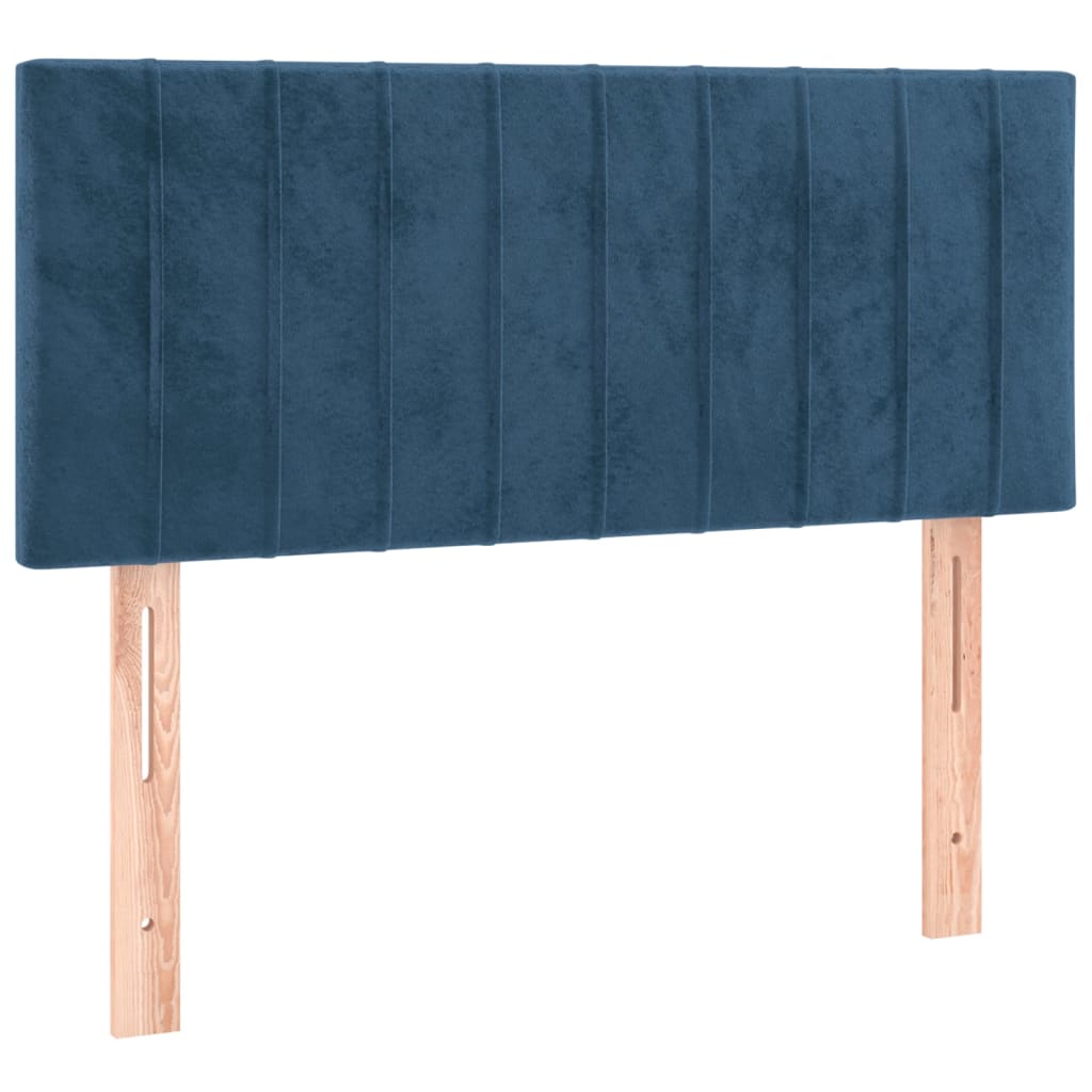 vidaXL Tăblie de pat cu LED, albastru închis, 100x5x78/88 cm, catifea