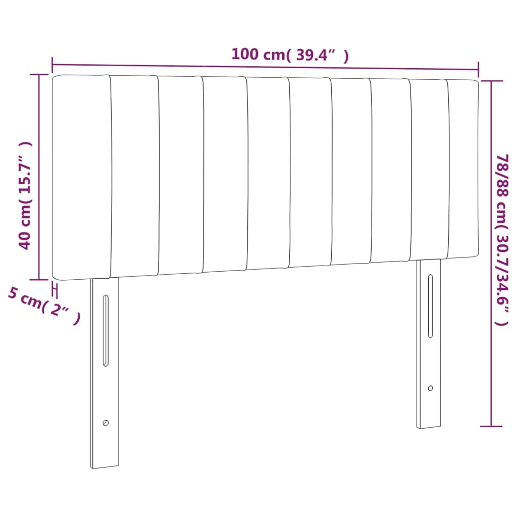 vidaXL Tăblie de pat cu LED, albastru închis, 100x5x78/88 cm, catifea