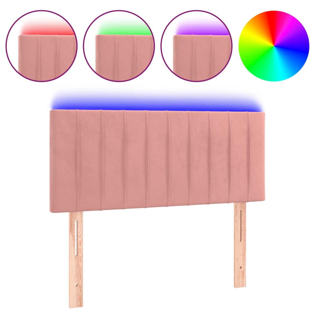vidaXL Tăblie de pat cu LED, roz, 90x5x78/88 cm, catifea vidaXL Tăblie de pat cu LED, roz, 90x5x78/88 cm, catifea