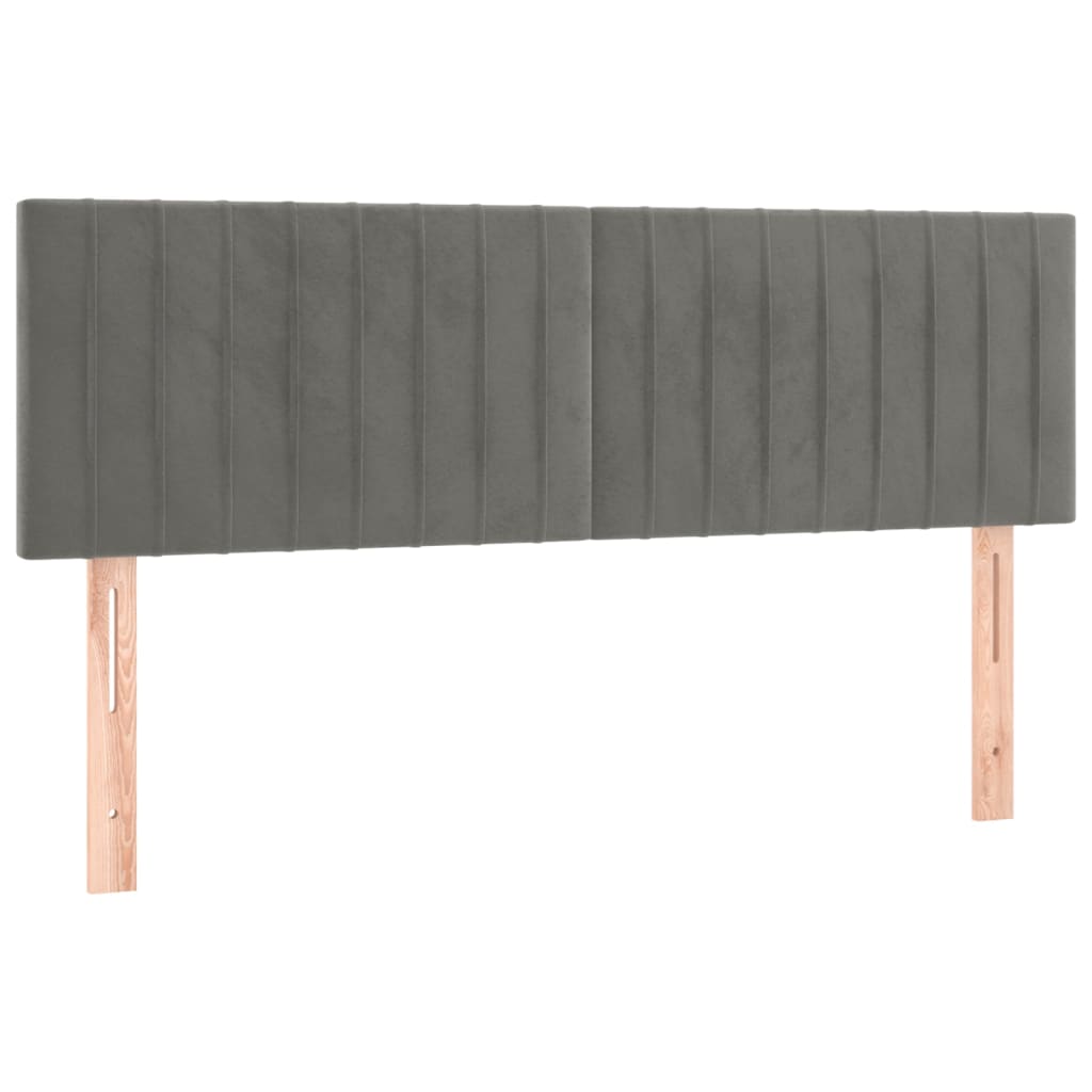 vidaXL Tăblie de pat cu LED, gri deschis, 144x5x78/88 cm, catifea