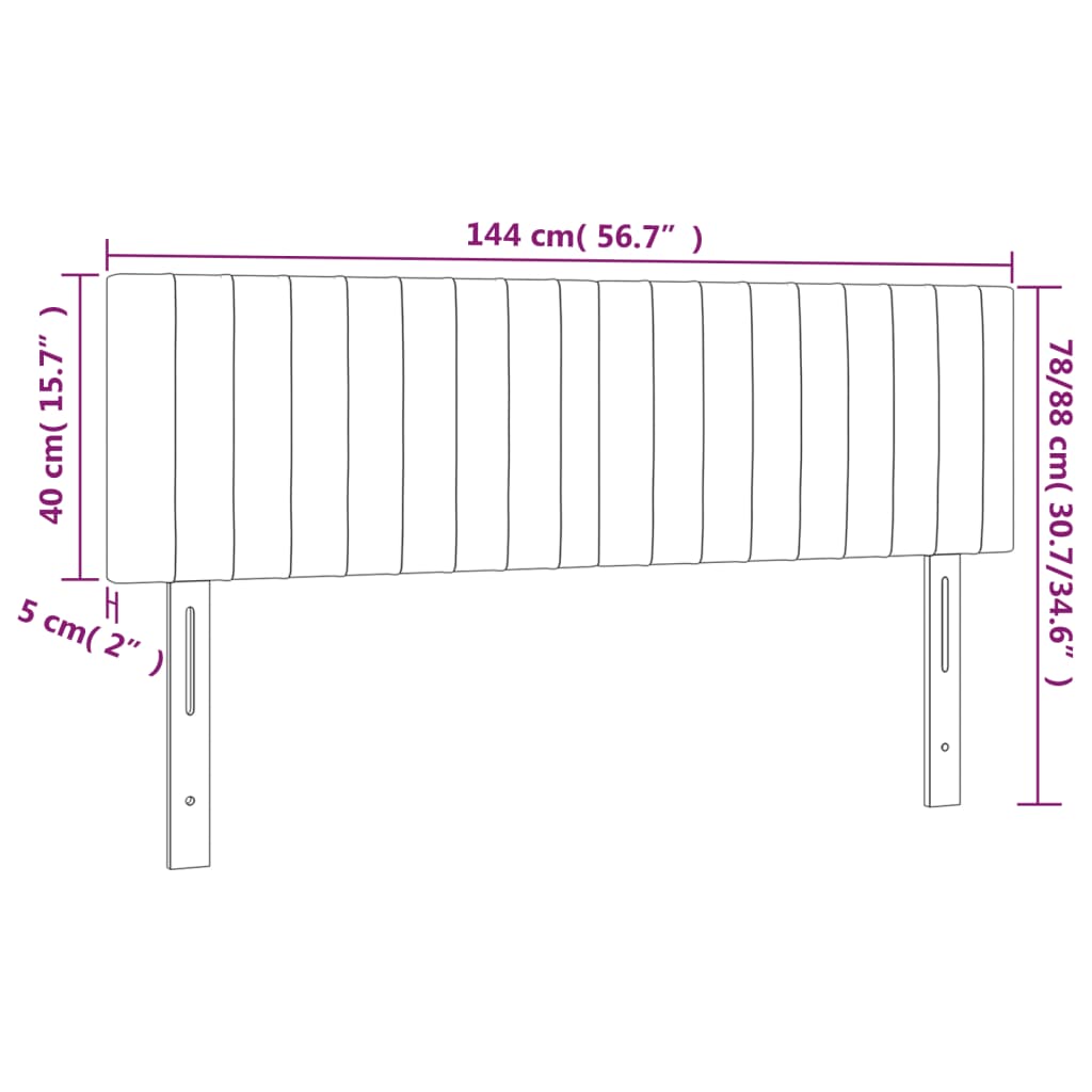 vidaXL Tăblie de pat cu LED, gri închis, 144x5x78/88 cm, catifea