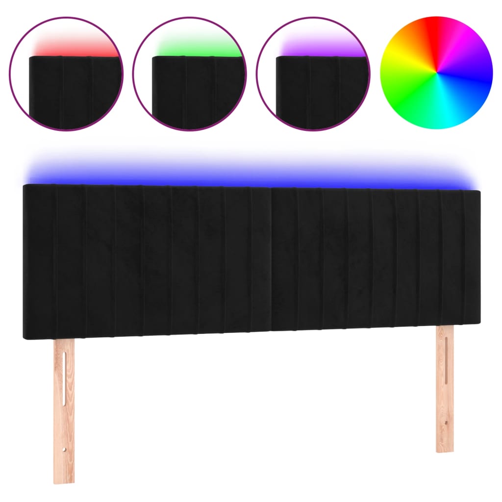 vidaXL Tăblie de pat cu LED, negru, 144x5x78/88 cm, catifea vidaXL Tăblie de pat cu LED, negru, 144x5x78/88 cm, catifea