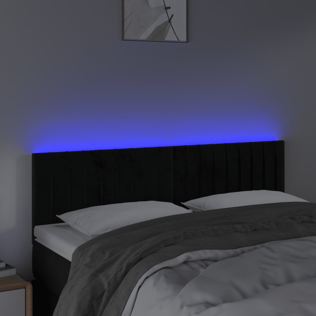 vidaXL Tăblie de pat cu LED, negru, 144x5x78/88 cm, catifea vidaXL Tăblie de pat cu LED, negru, 144x5x78/88 cm, catifea