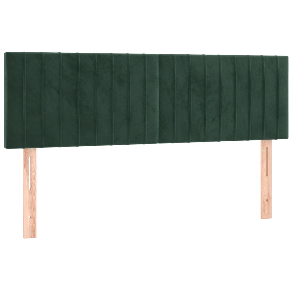 vidaXL Tăblie de pat cu LED, verde închis, 144x5x78/88 cm, catifea