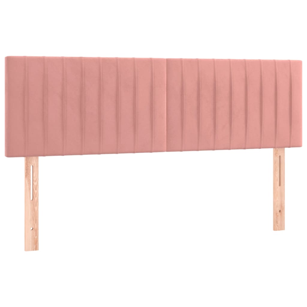 vidaXL Tăblie de pat cu LED, roz, 144x5x78/88 cm, catifea
