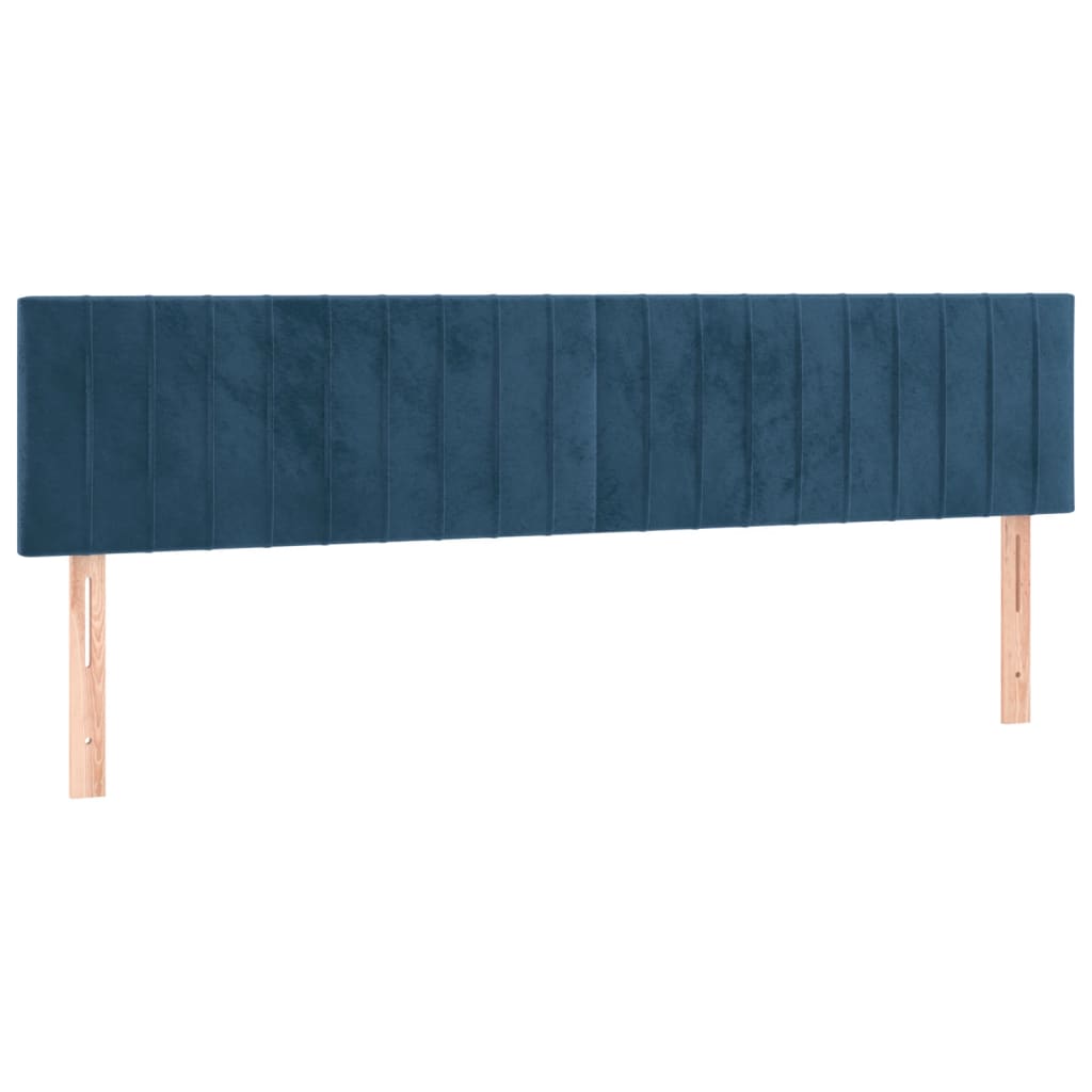 vidaXL Tăblie de pat cu LED, albastru închis, 160x5x78/88 cm, catifea