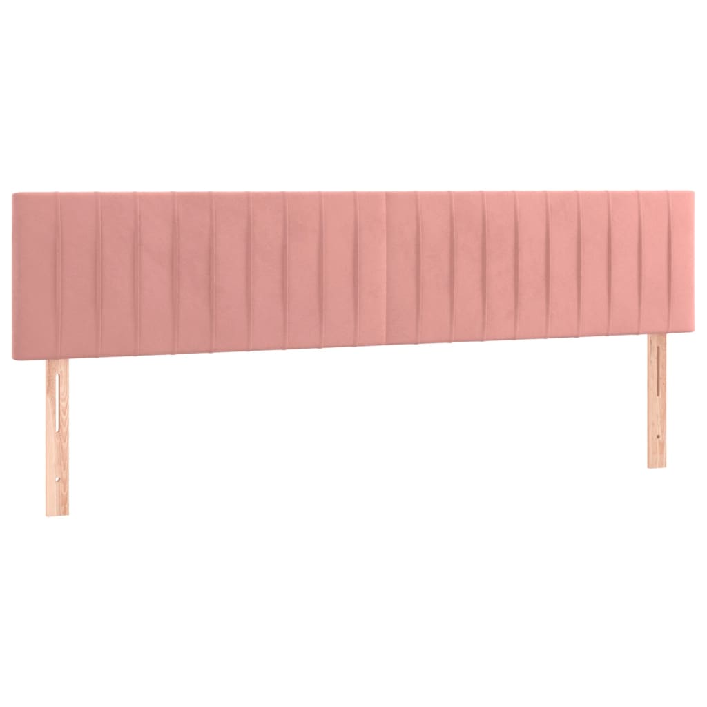vidaXL Tăblie de pat cu LED, roz, 160x5x78/88 cm, catifea