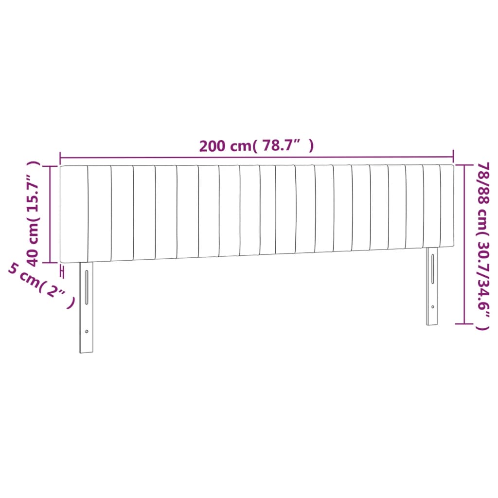 vidaXL Tăblie de pat cu LED, gri închis, 200x5x78/88 cm, catifea vidaXL Tăblie de pat cu LED, gri închis, 200x5x78/88 cm, catifea