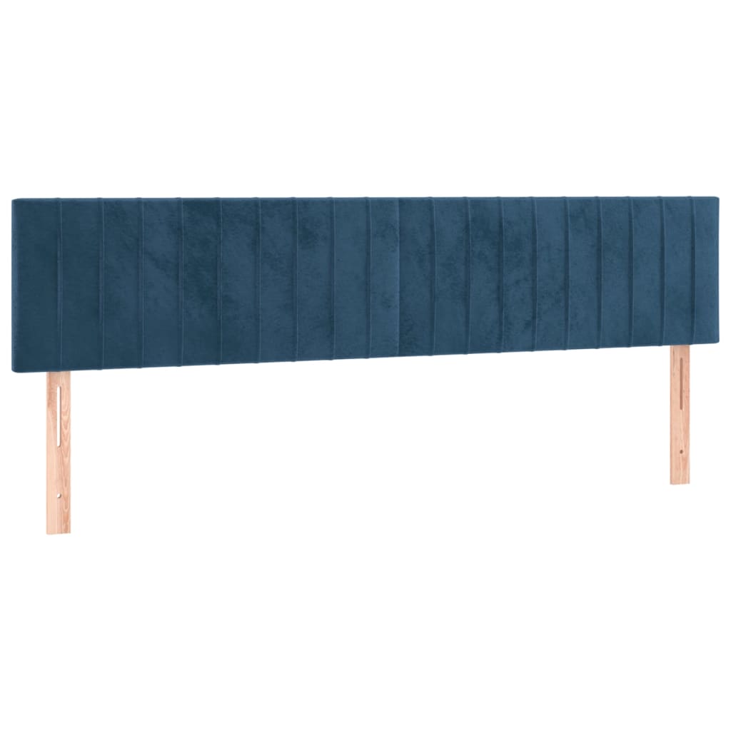 vidaXL Tăblie de pat cu LED, albastru închis, 200x5x78/88 cm, catifea