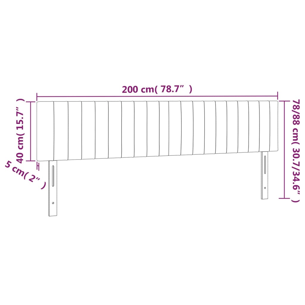 vidaXL Tăblie de pat cu LED, albastru închis, 200x5x78/88 cm, catifea