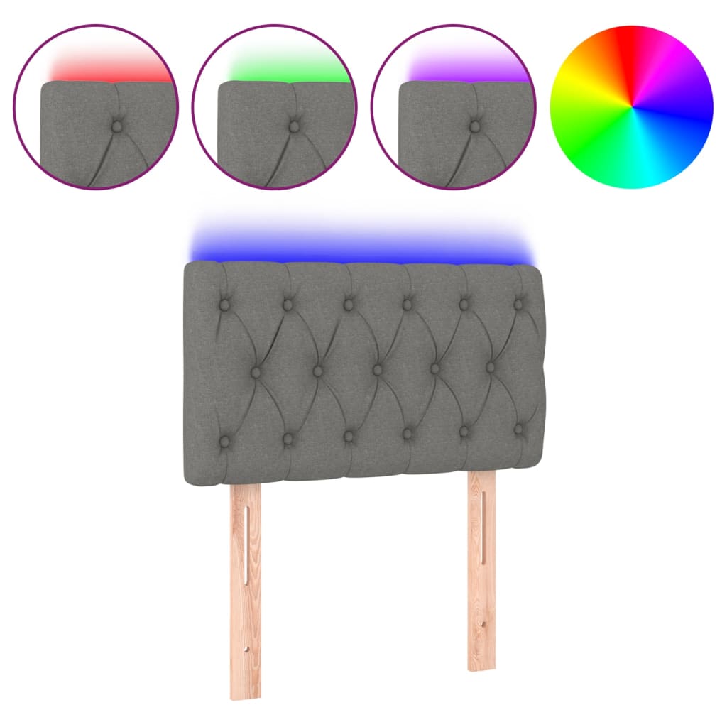 vidaXL Tăblie de pat cu LED, gri deschis, 80x7x78/88 cm, textil vidaXL Tăblie de pat cu LED, gri deschis, 80x7x78/88 cm, textil