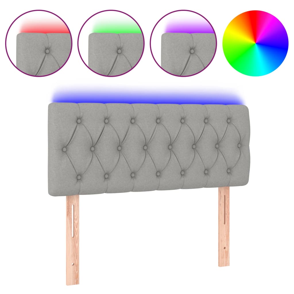 vidaXL Tăblie de pat cu LED, gri deschis, 100x7x78/88 cm, textil