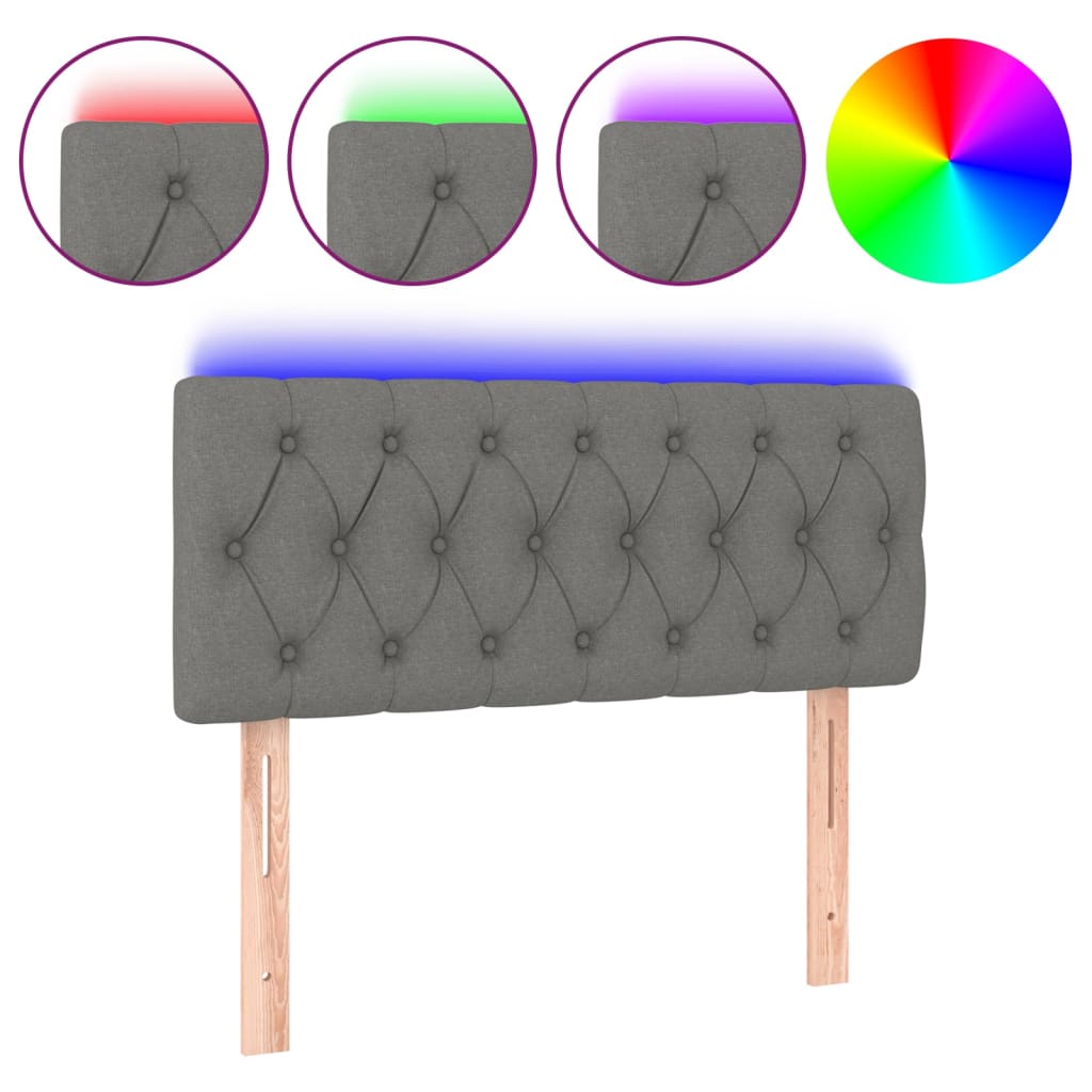 vidaXL Tăblie de pat cu LED, gri închis, 100x7x78/88 cm, textil vidaXL Tăblie de pat cu LED, gri închis, 100x7x78/88 cm, textil