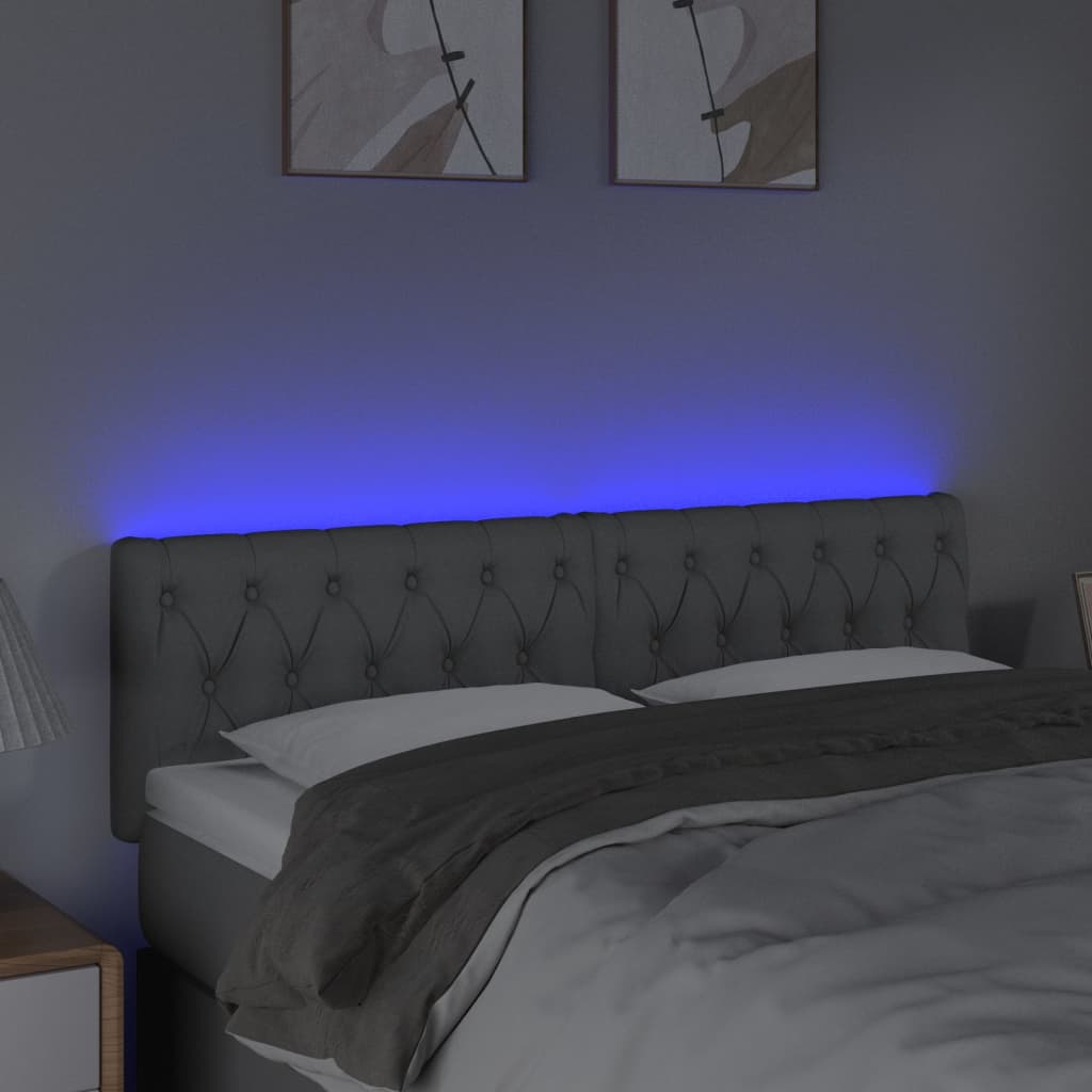 vidaXL Tăblie de pat cu LED, gri deschis, 144x7x78/88 cm, textil