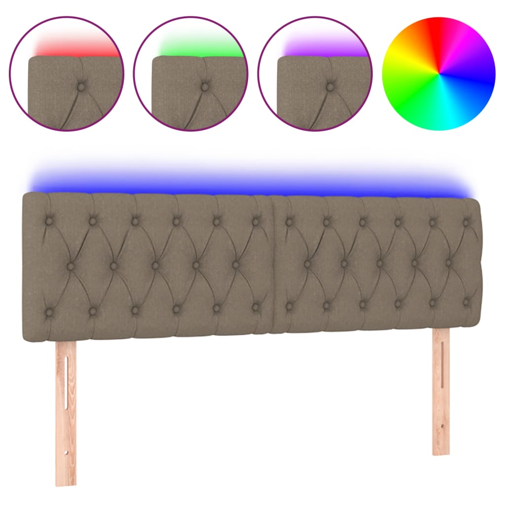 vidaXL Tăblie de pat cu LED, gri taupe, 144x7x78/88 cm, textil vidaXL Tăblie de pat cu LED, gri taupe, 144x7x78/88 cm, textil