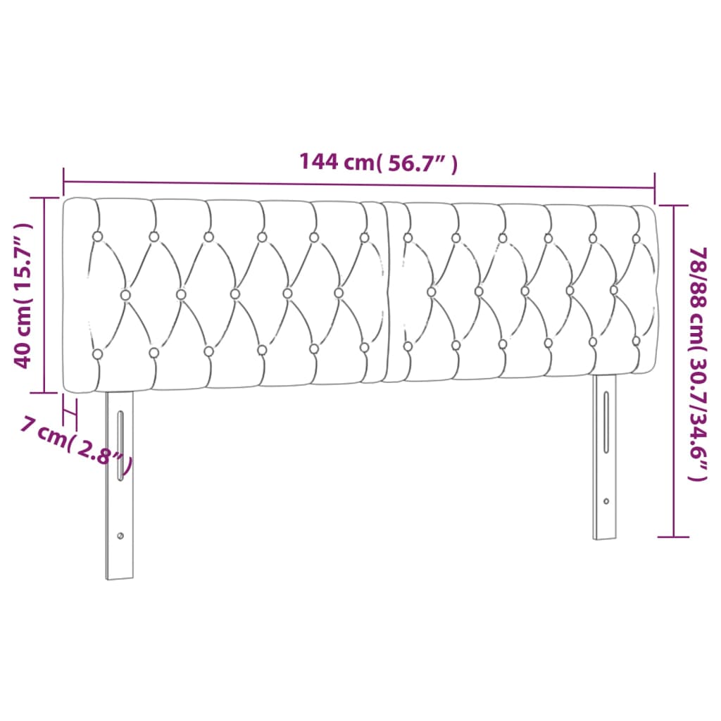 vidaXL Tăblie de pat cu LED, crem, 144x7x78/88 cm, textil