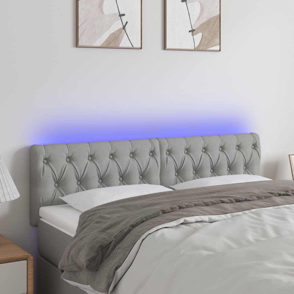 vidaXL Tăblie de pat cu LED, gri deschis, 160x7x78/88 cm, textil vidaXL Tăblie de pat cu LED, gri deschis, 160x7x78/88 cm, textil