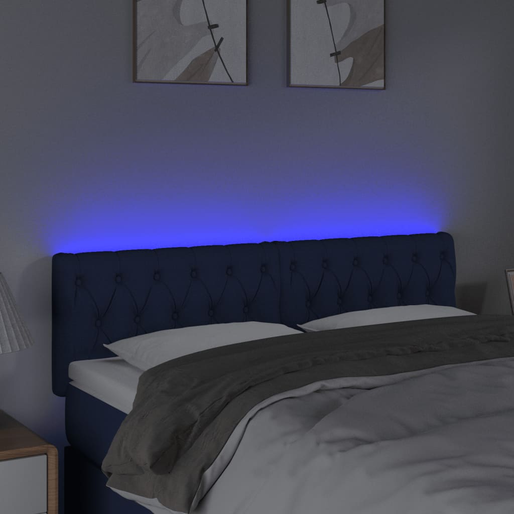 vidaXL Tăblie de pat cu LED, albastru, 160x7x78/88 cm, textil vidaXL Tăblie de pat cu LED, albastru, 160x7x78/88 cm, textil