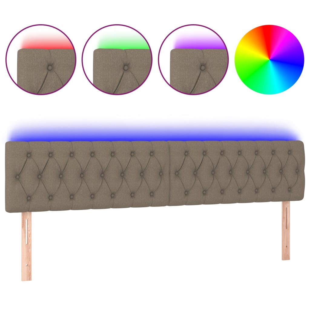 vidaXL Tăblie de pat cu LED, gri taupe, 180x7x78/88 cm, textil