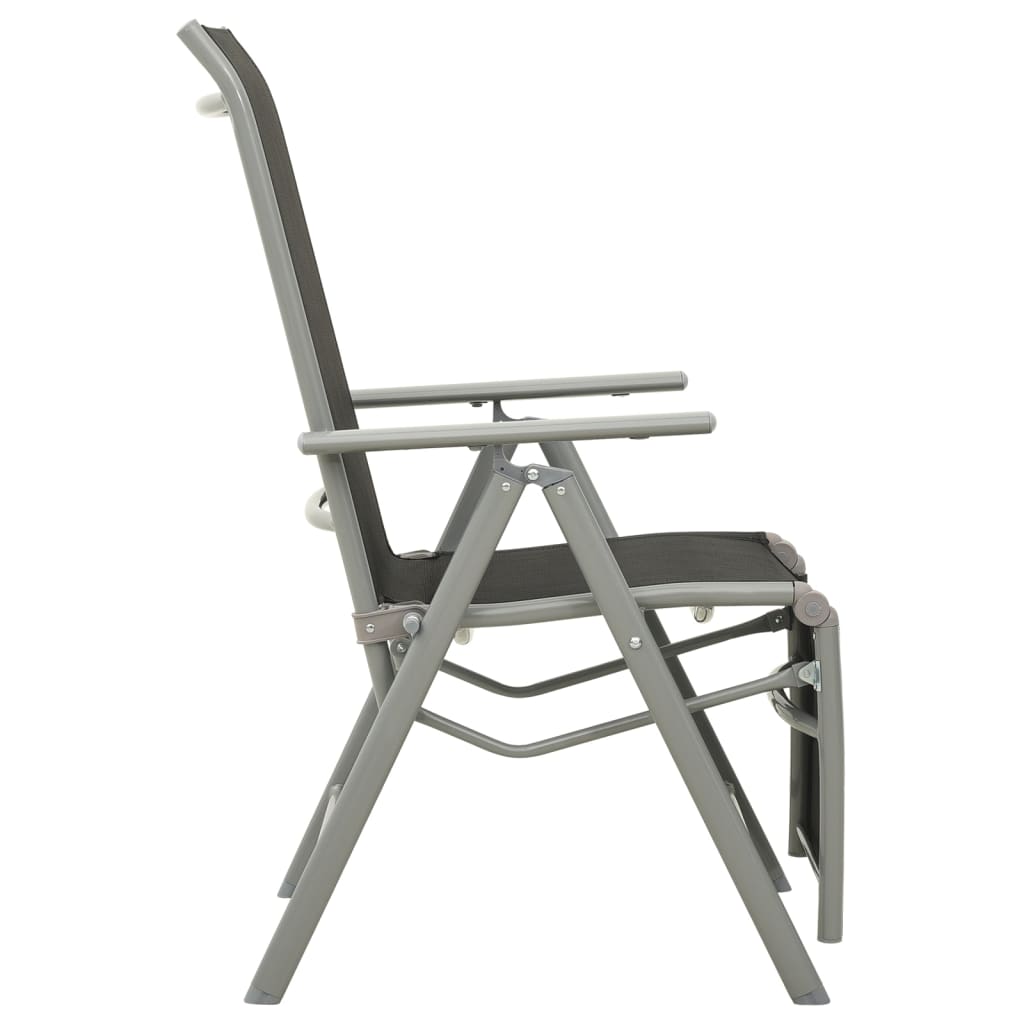 vidaXL Scaune grădină rabatabile, 2 buc, argintiu, textilenă&aluminiu