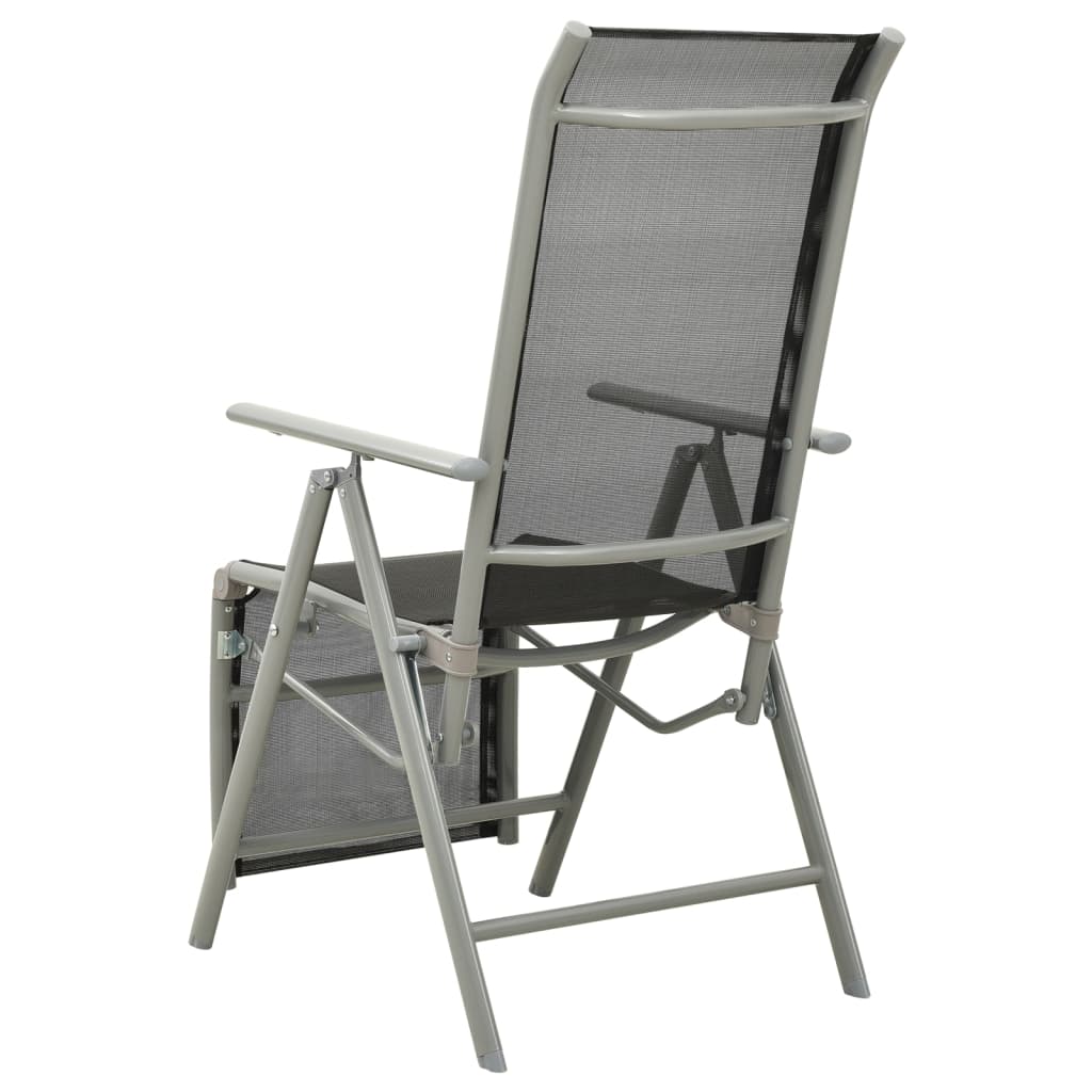vidaXL Scaune grădină rabatabile, 2 buc, argintiu, textilenă&aluminiu