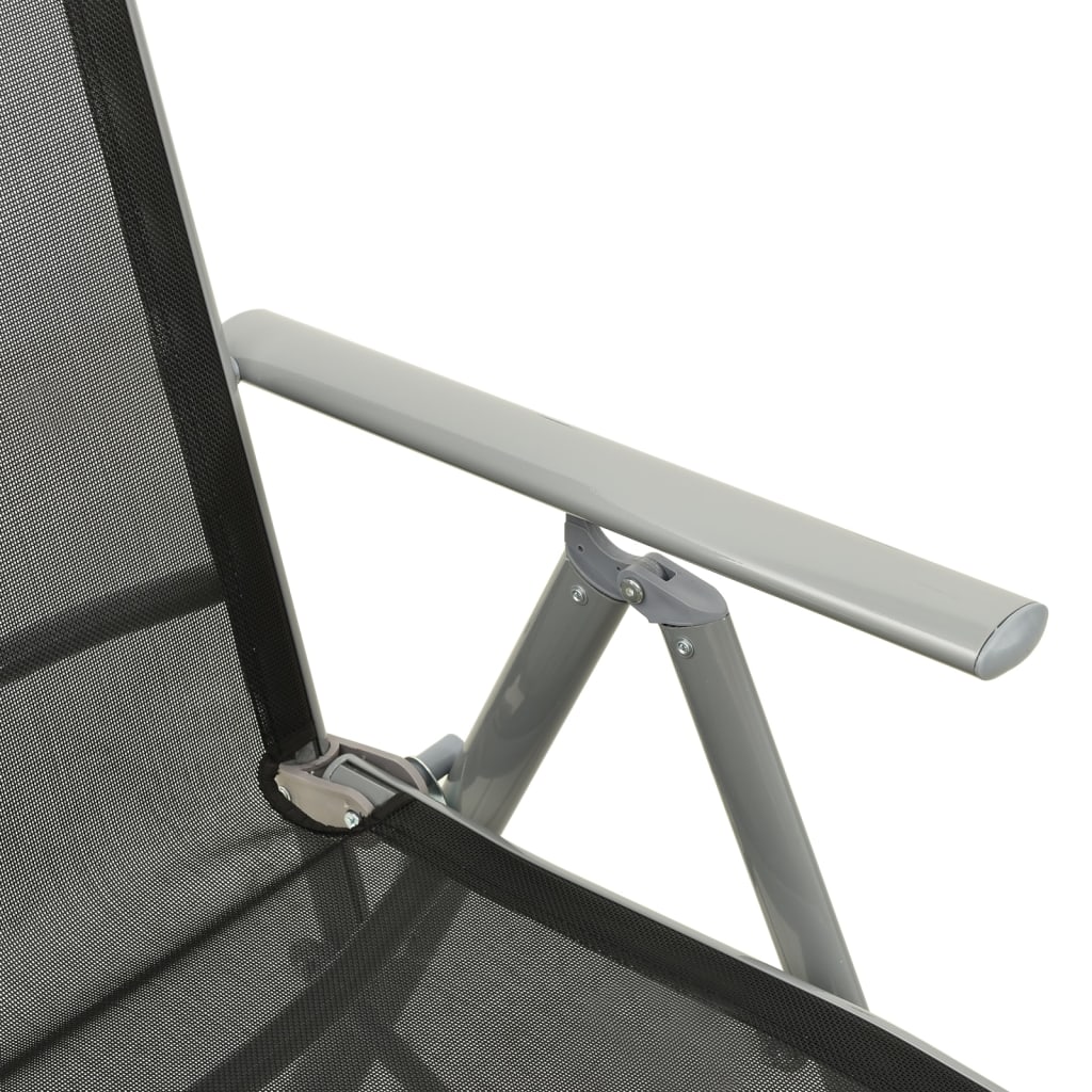 vidaXL Scaune grădină rabatabile, 2 buc, argintiu, textilenă&aluminiu