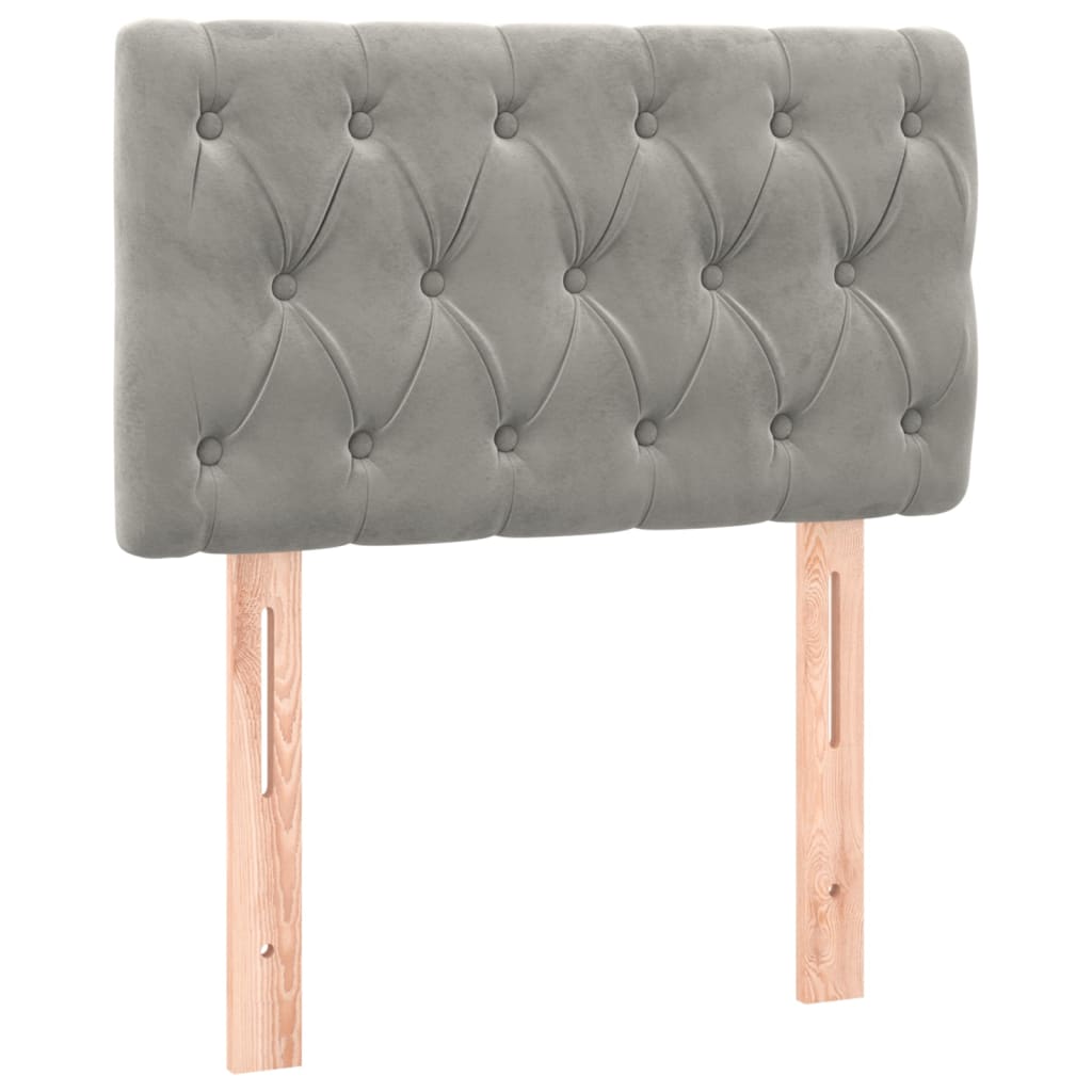 vidaXL Tăblie de pat cu LED, gri deschis, 80x7x78/88 cm, catifea vidaXL Tăblie de pat cu LED, gri deschis, 80x7x78/88 cm, catifea
